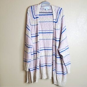 Elegant Striped Open Cardigan